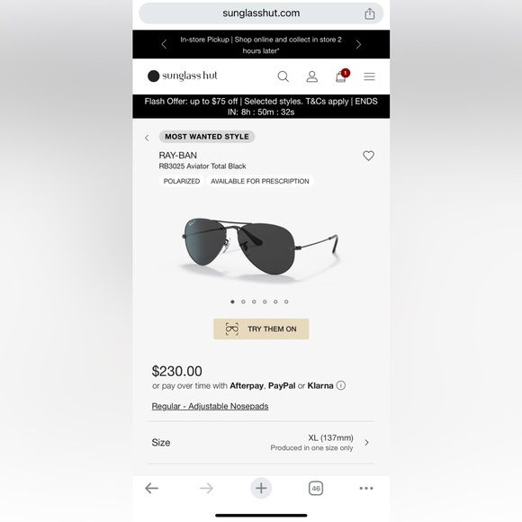 Ray-Ban Black on Black Polarized Aviators - Picture 3 of 3